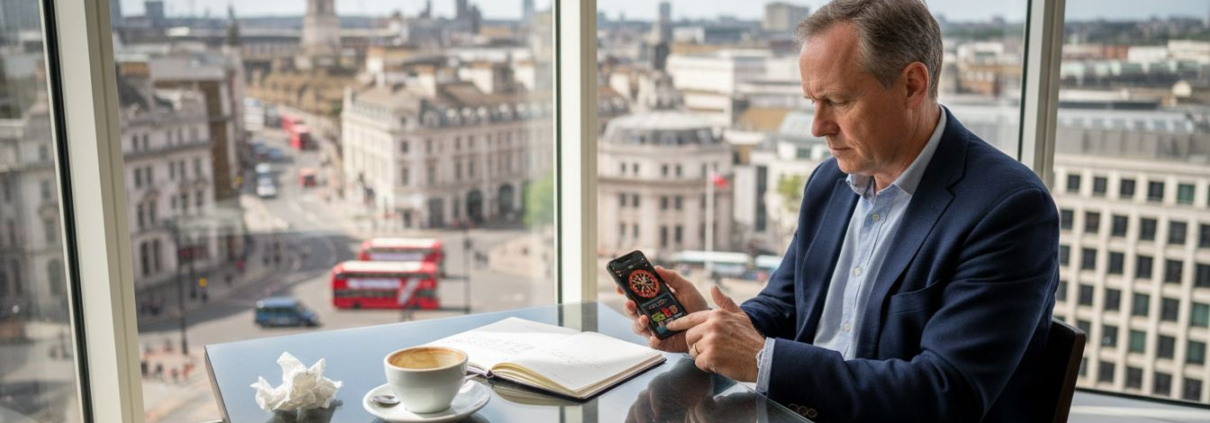 Man using mobile casino app in London