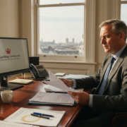 Compliance officer reviewing casino licensing paperwork