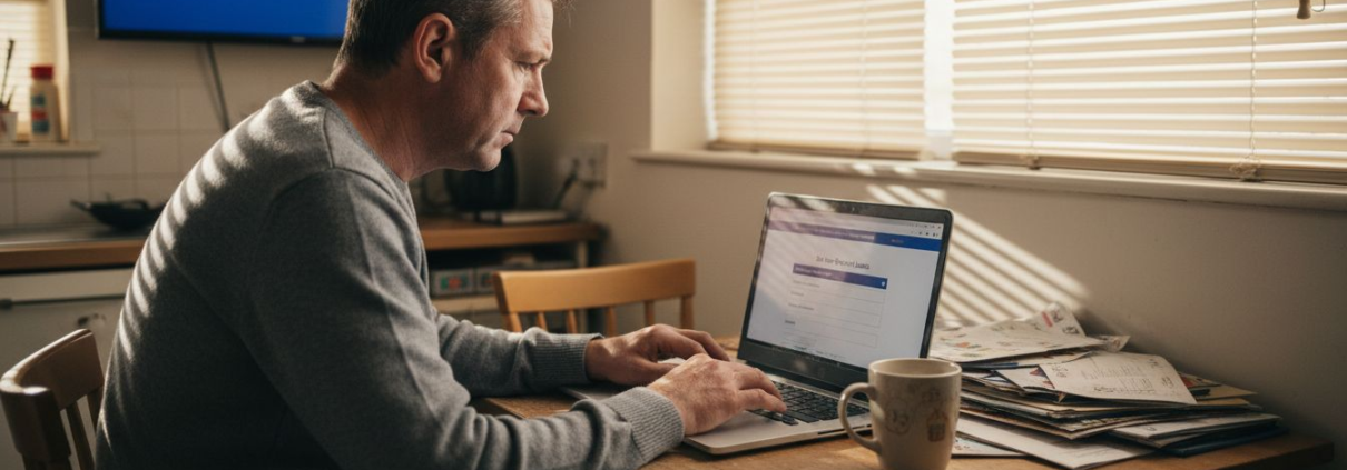 Man setting casino deposit limits at home