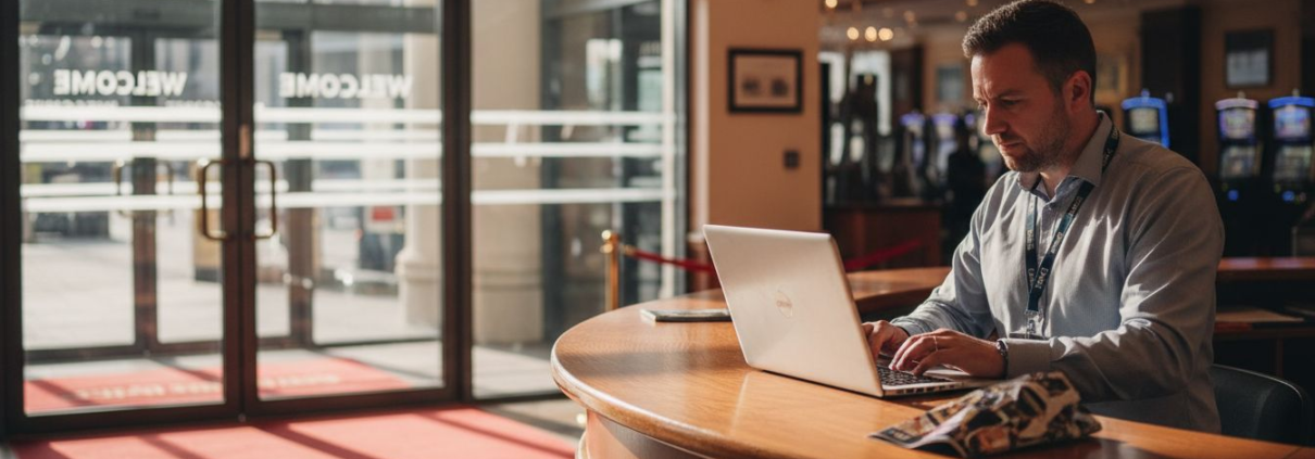 Reception area of secure UK casino lobby
