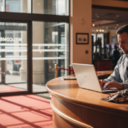 Reception area of secure UK casino lobby