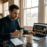 Man using e-wallet for UK online gambling