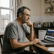 Man reviewing online casino bonus steps