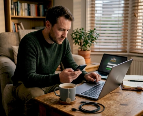 Man entering 2FA code for casino login