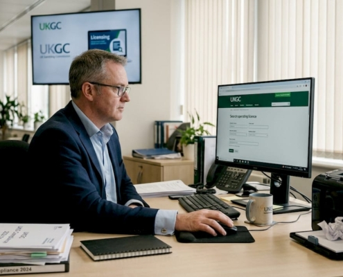 Compliance officer checking UK casino licence