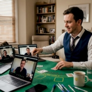 Live dealer interacting in UK home setting