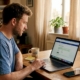 Man starting online casino withdrawal at home