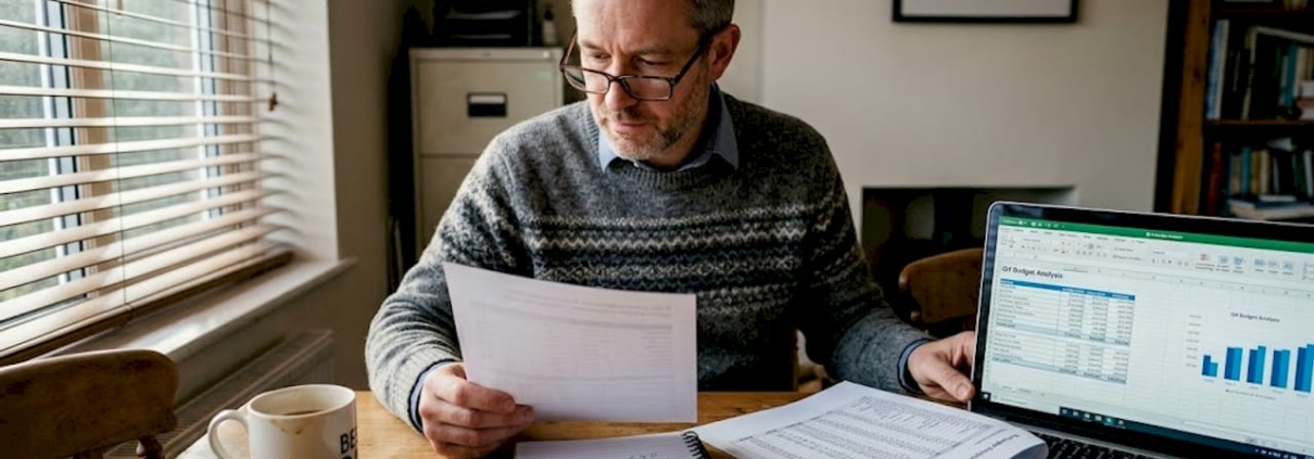 Man researching online casino safety at home