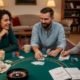 Friends playing casino table games at home