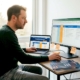 Man researching casino payouts at home desk