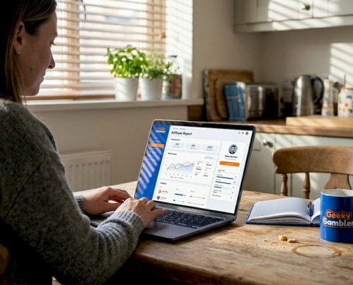 Woman uses AI-powered online casino dashboard