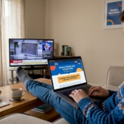 Man checking casino bonus terms at home
