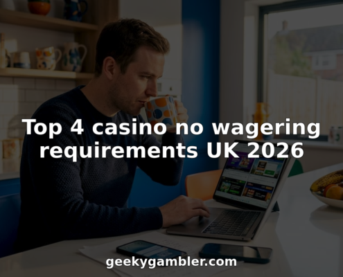 Man comparing casino sites on laptop at kitchen bar