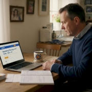 Man reading UK gambling tax rules online