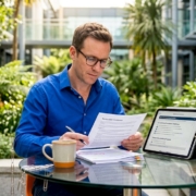 Manager reviewing bonus ban compliance guidelines