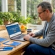 Man reading responsible gambling guidelines at home