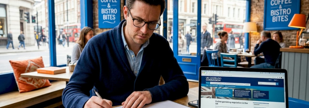 Man reviewing casino fairness checklist at home